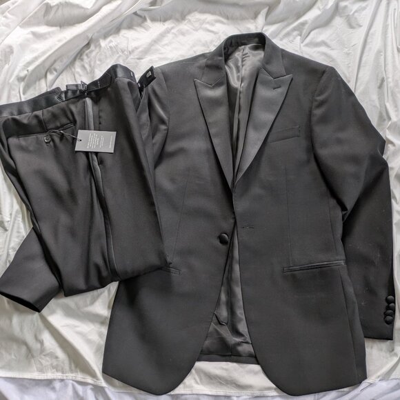 Black Tux 2 Piece Tuxedo 36R Jacket 30x30 pants